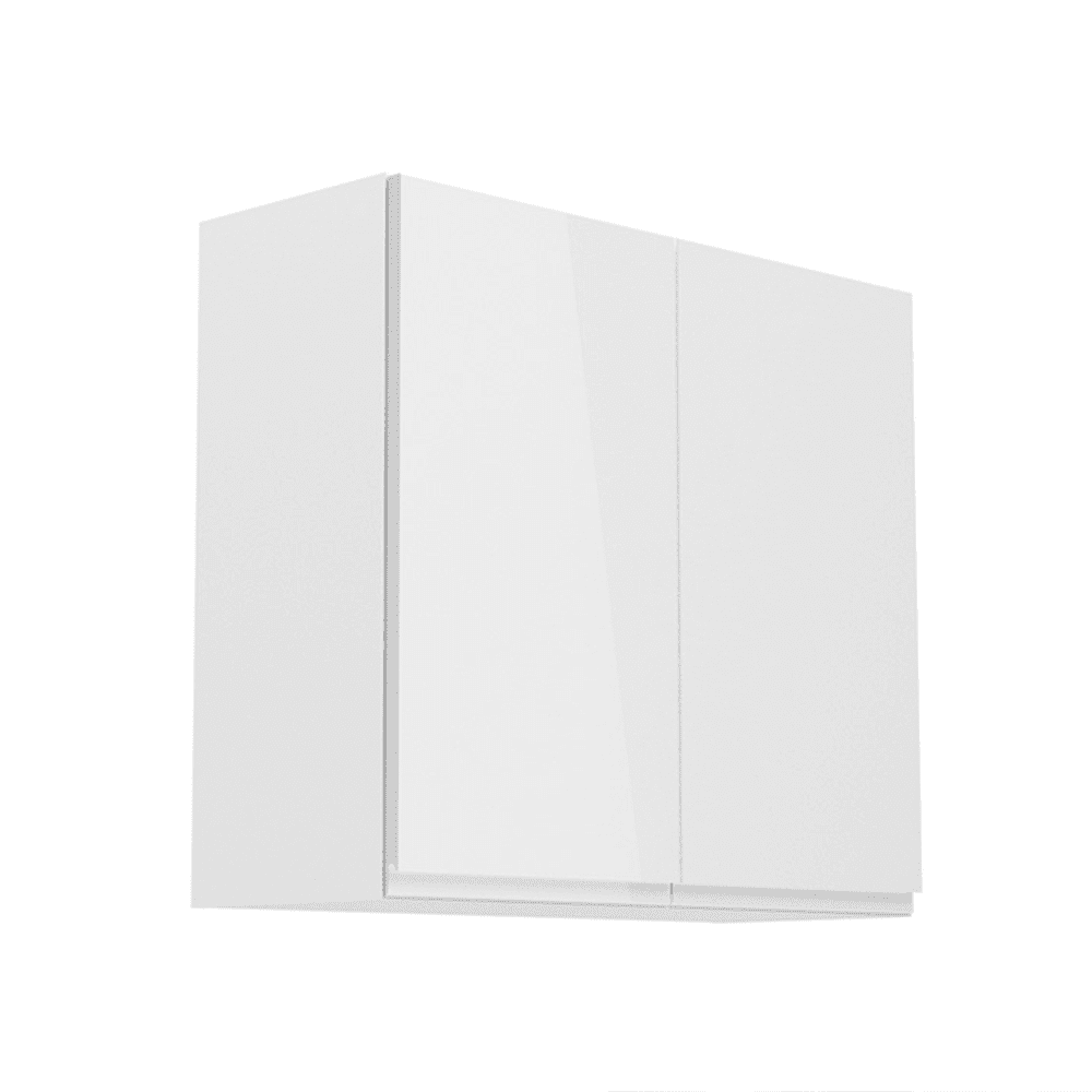 KONDELA Horná skrinka, biela / biely extra vysoký lesk, AURORA G80